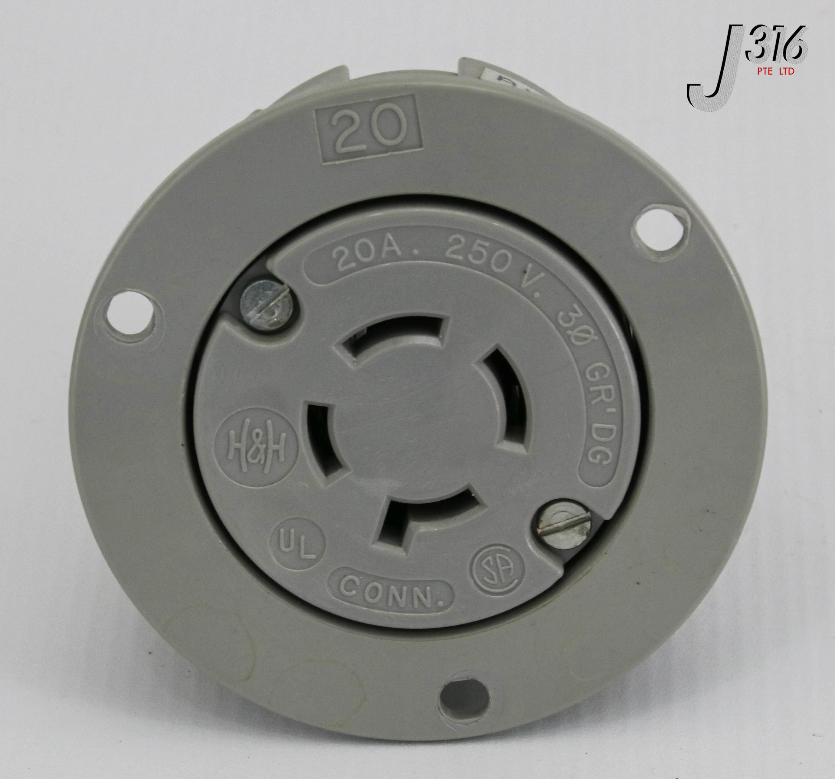 16181 HUBBELL FLANGED TWIST LOCK RECEPTACLE 20A 250V 3 PHASE 4 WIRE